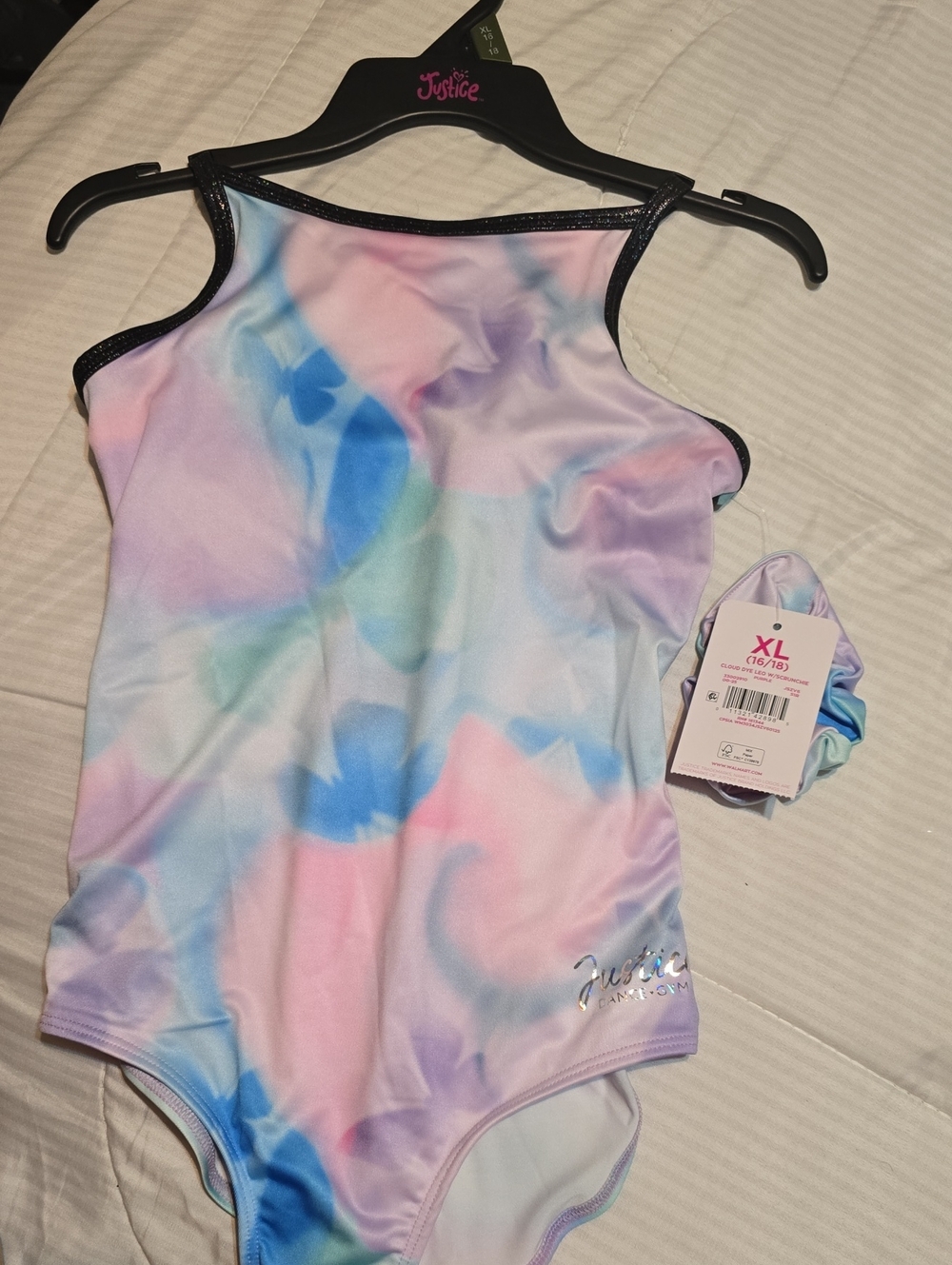 Justice Girls' Pastel Tie-Dye One-Piece Swimsuit - Pink/Blue